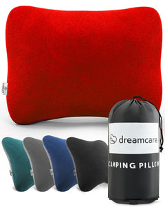 DREAMCARE Camping Pillow Memory Foam Travel Pillow Camping Accessories - Small Pillow Camping Essentials Camping Pillows for Sleeping Backpacking Pillow Travel Pillows for Sleeping (Medium Red)