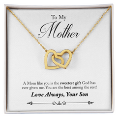 To My Mom, From Son Interlocking Hearts Necklace