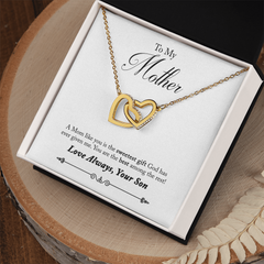 To My Mom, From Son Interlocking Hearts Necklace