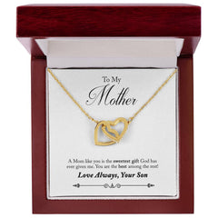 To My Mom, From Son Interlocking Hearts Necklace