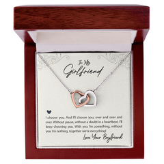 Interlocking Hearts Necklace - For Girlfriend I Choose You