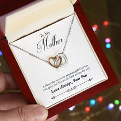 To My Mom, From Son Interlocking Hearts Necklace