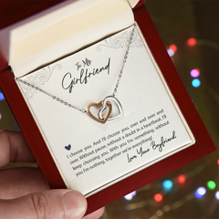 Interlocking Hearts Necklace - For Girlfriend I Choose You