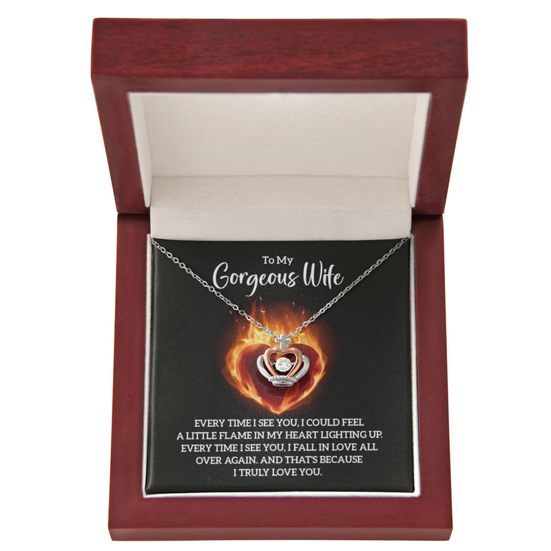 To My Gorgeous Wife Crown Pendant Necklace